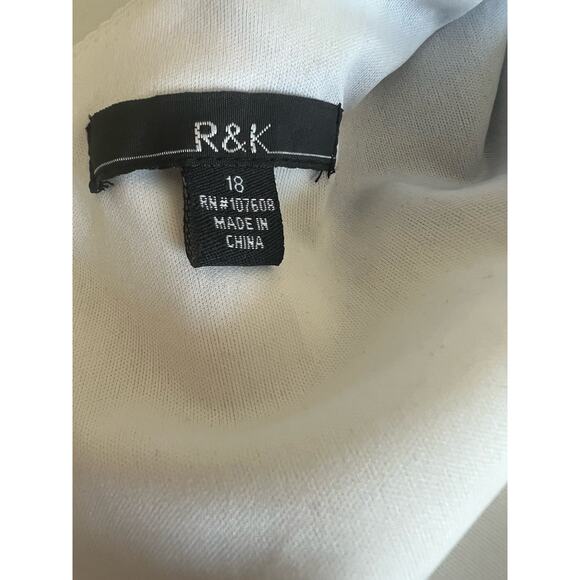 R&K Red Black and White Stretch Midi Sleeve Sheath Career Formal Dress Size 18 - Picture 9 of 11